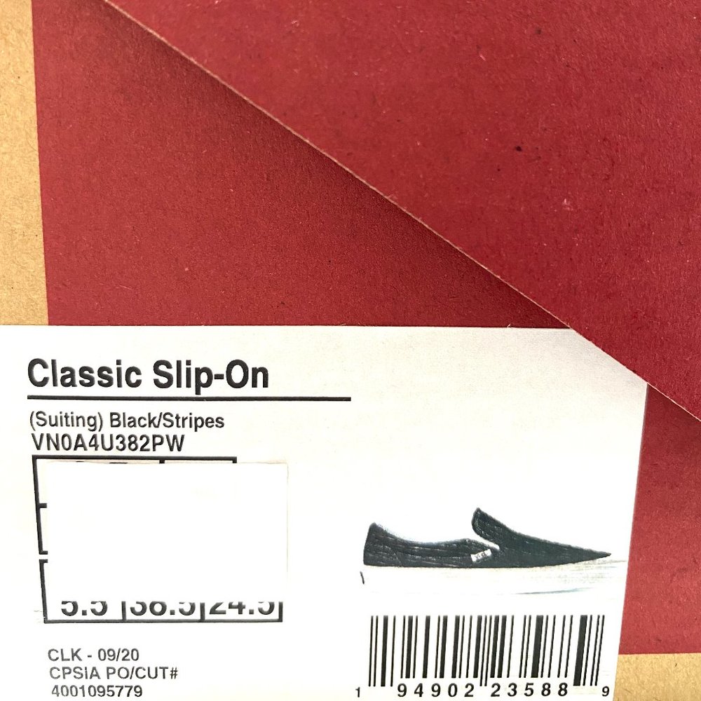🌿SPRING SALE🌿 VANS Classic Slip-On Suiting Black Canvad Men's Size VN0A4U382PW - Picture 10 of 10